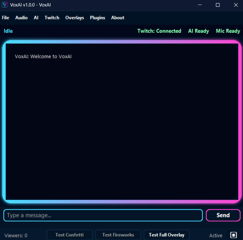 Screenshot of the Modern UI in VoxAI